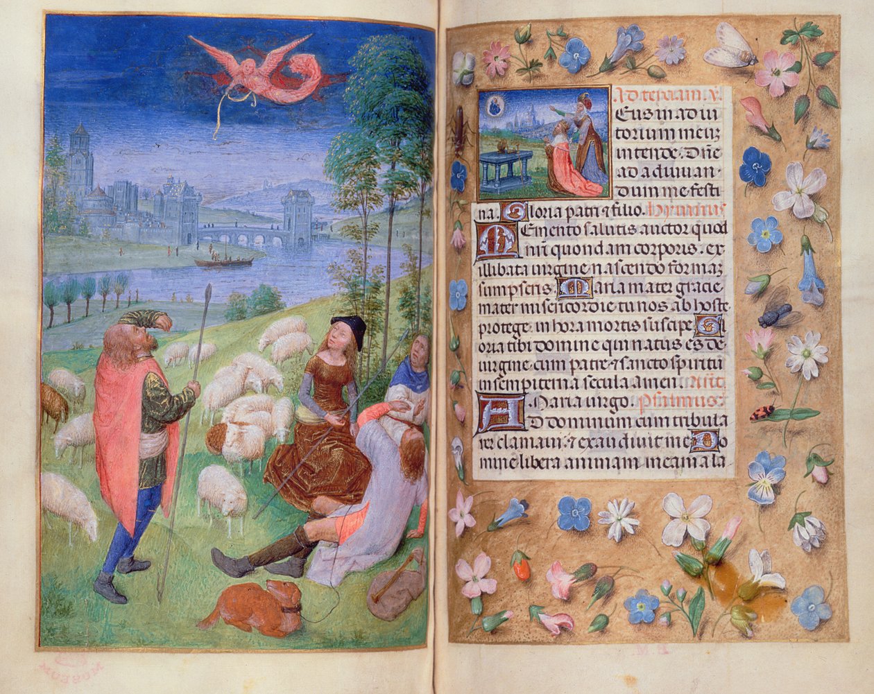 Lisää 38126 fol.79v-80 Ilmoitus paimenille, Huth Hoursista tekijältä Simon Marmion