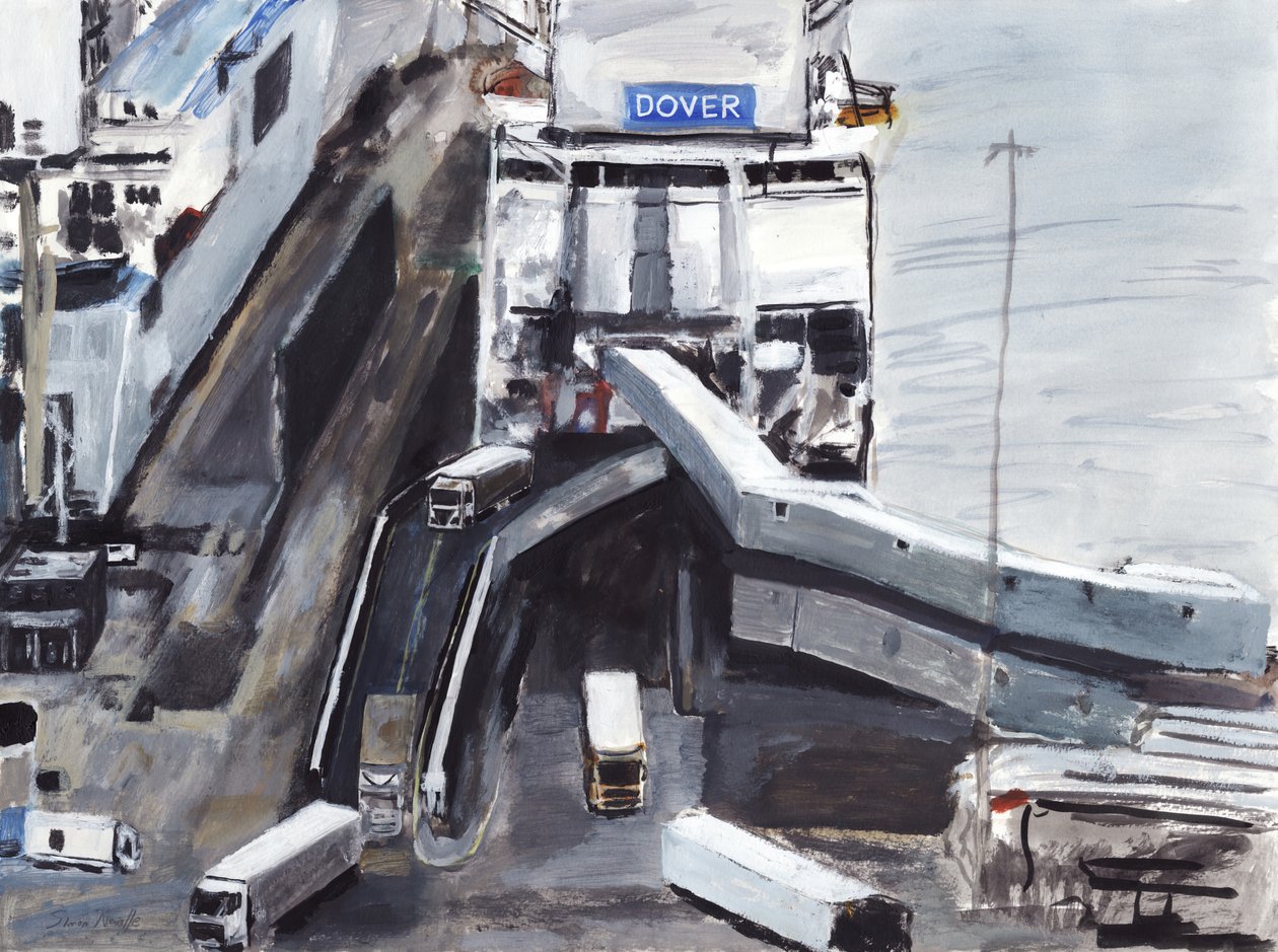 Dover, 2019 (akryyli, akvarelli, guassi ja muste paperille). tekijältä Simon Neville
