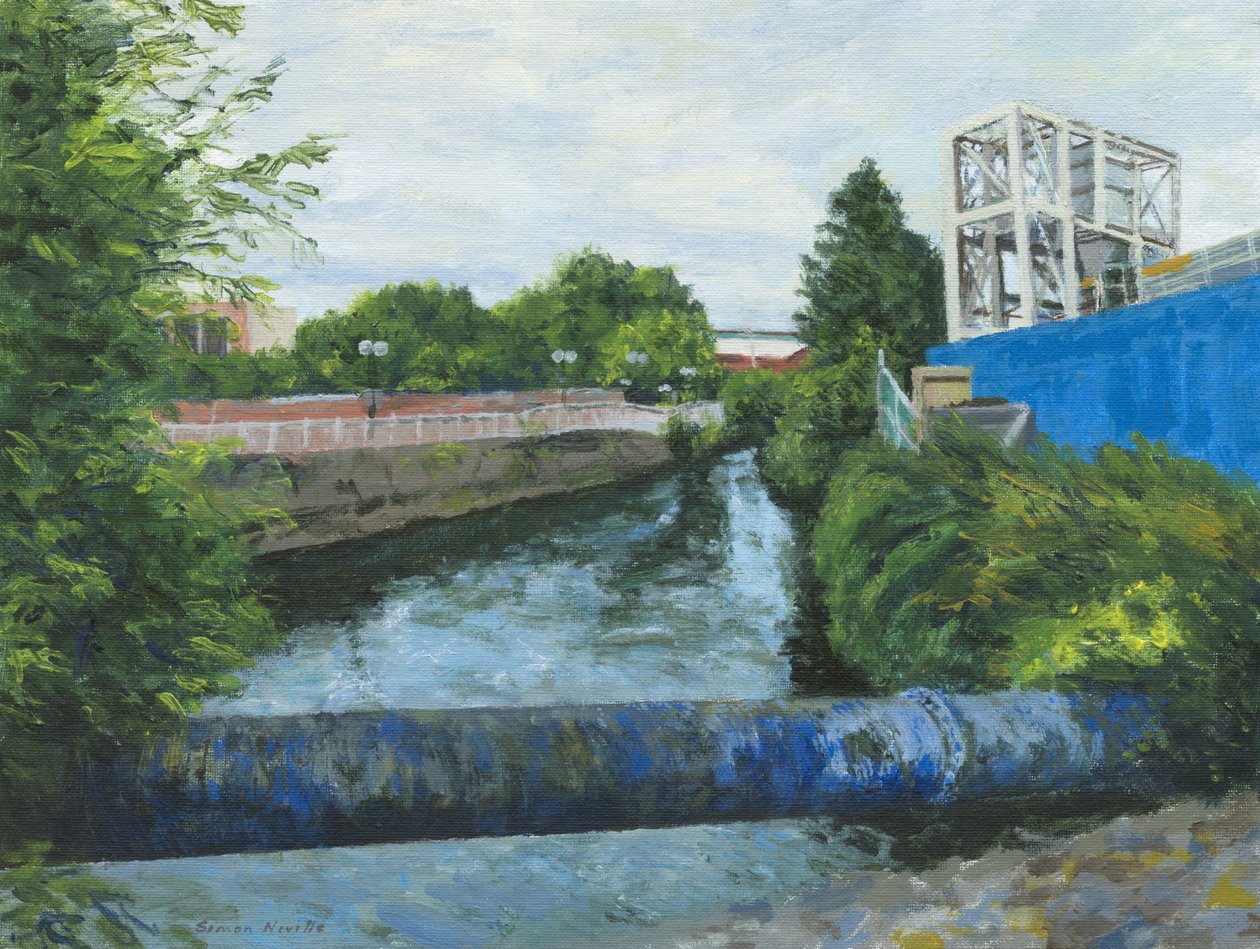 River Wandle, 2024 (akryyli kangaspaneelille) tekijältä Simon Neville