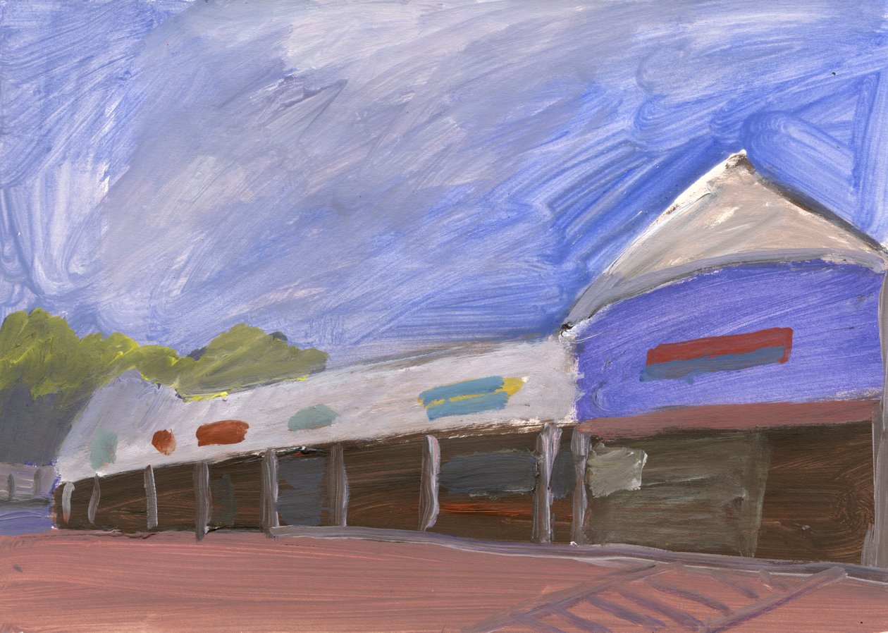 Strip Mall 4, 2023 (akryyli paperille) tekijältä Simon Neville