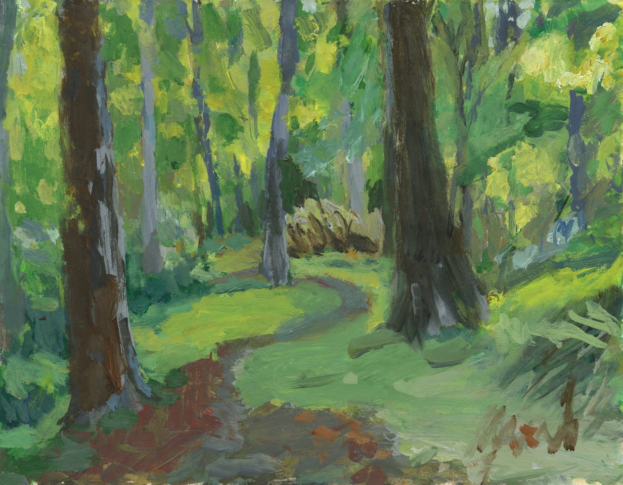 Metsäpolku, 2023 (akryyli paperille) tekijältä Simon Neville