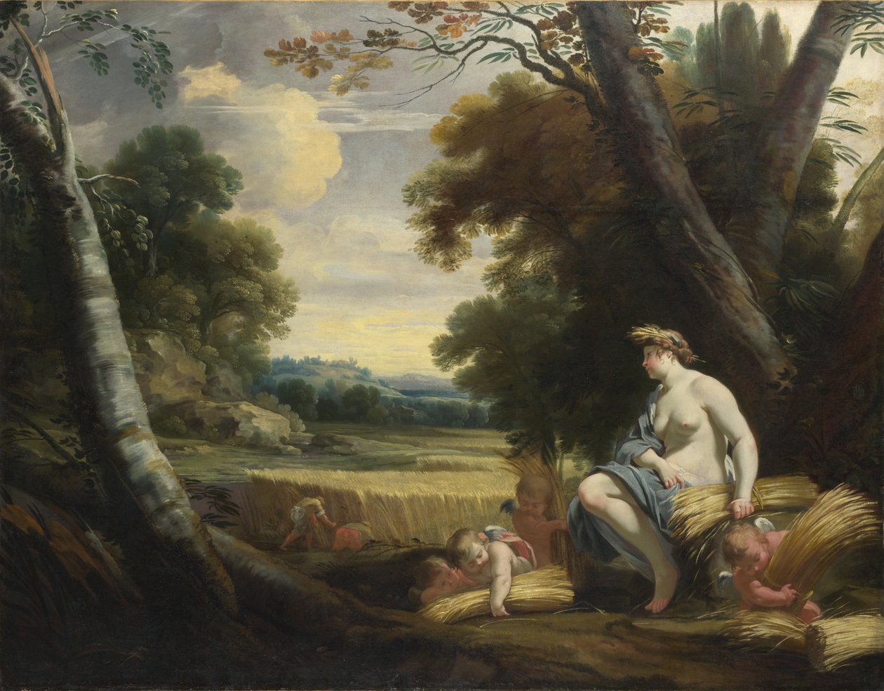 Ceres ja korjuu Cupids, n. 1635 tekijältä Simon Vouet