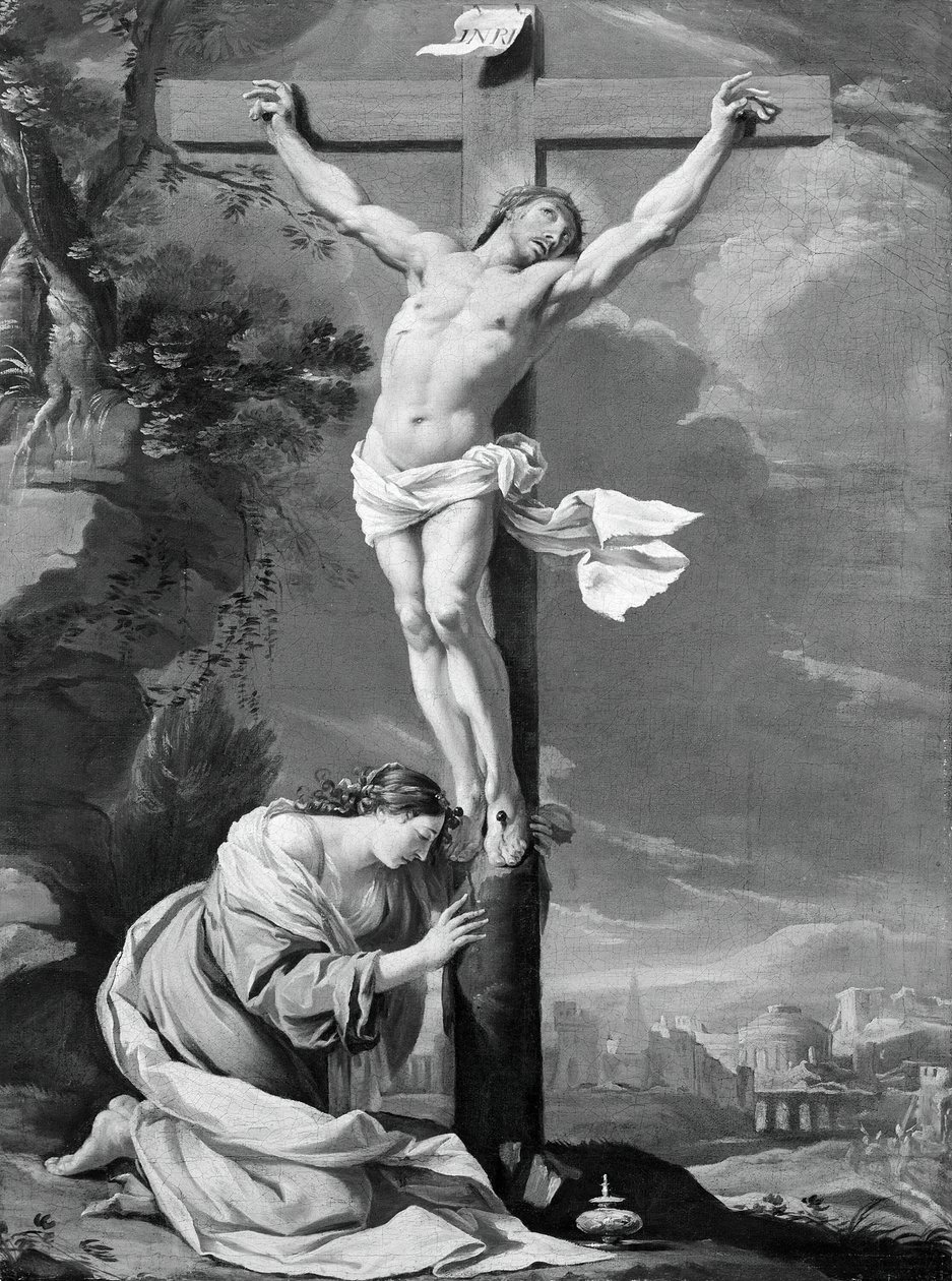 Kristus ristillä Magdalan Marian kanssa, 164050. tekijältä Simon Vouet