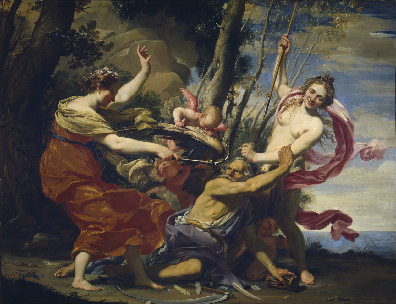 Isän aika rakkauden, toivon ja kauneuden voittanut, 1627 tekijältä Simon Vouet