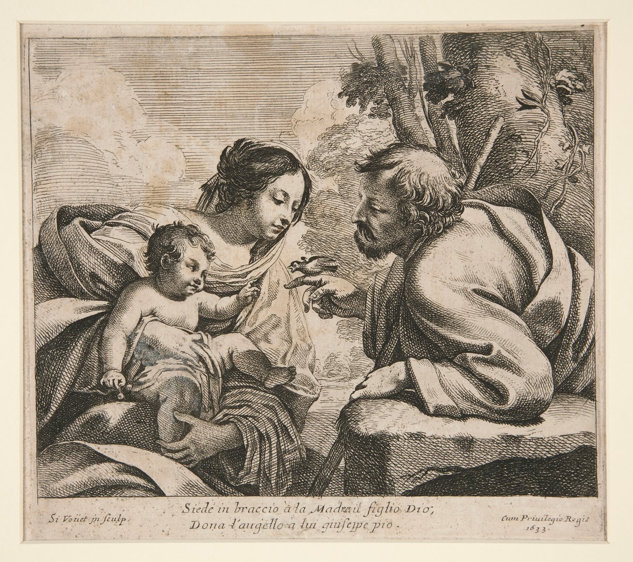Pyhä perhe linnun kanssa tekijältä Simon Vouet
