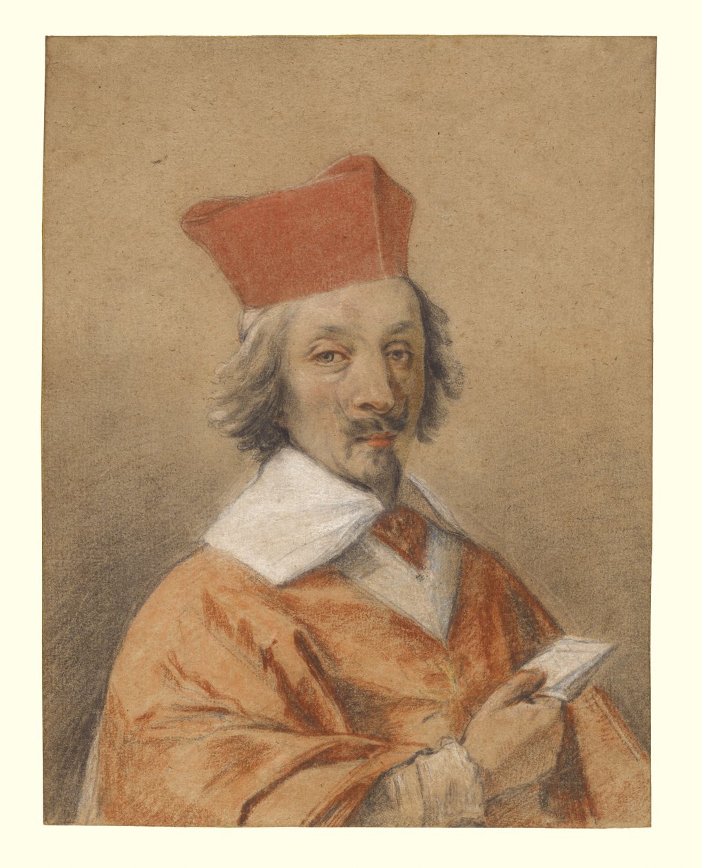 Kardinaali de Richelieun Armand-Jean du Plessisin muotokuva, n. 1632-34 (liitu paperille) tekijältä Simon Vouet