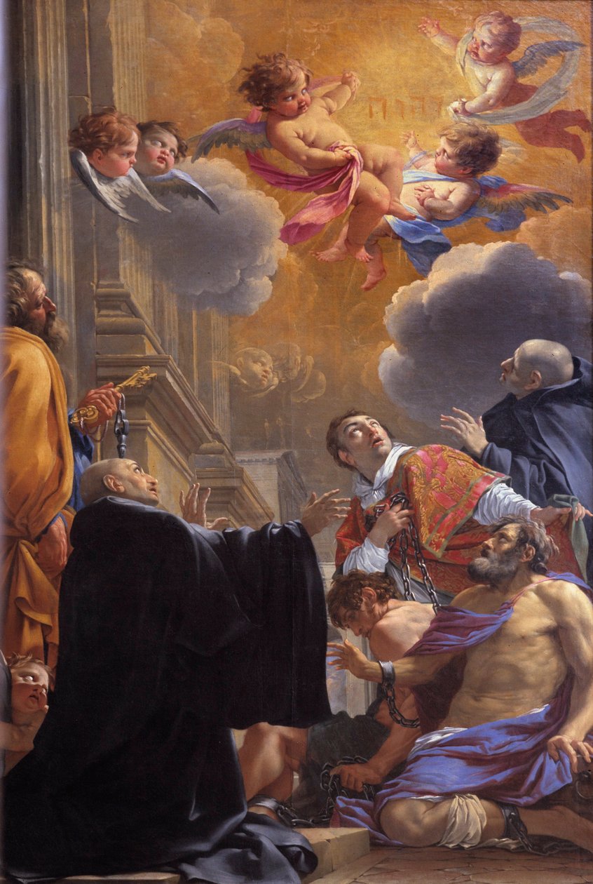 Saint Merry (tai Saint Mederic), Eveque de Paris (7. vuosisata) vankeja paljastamassa Simon Vouet