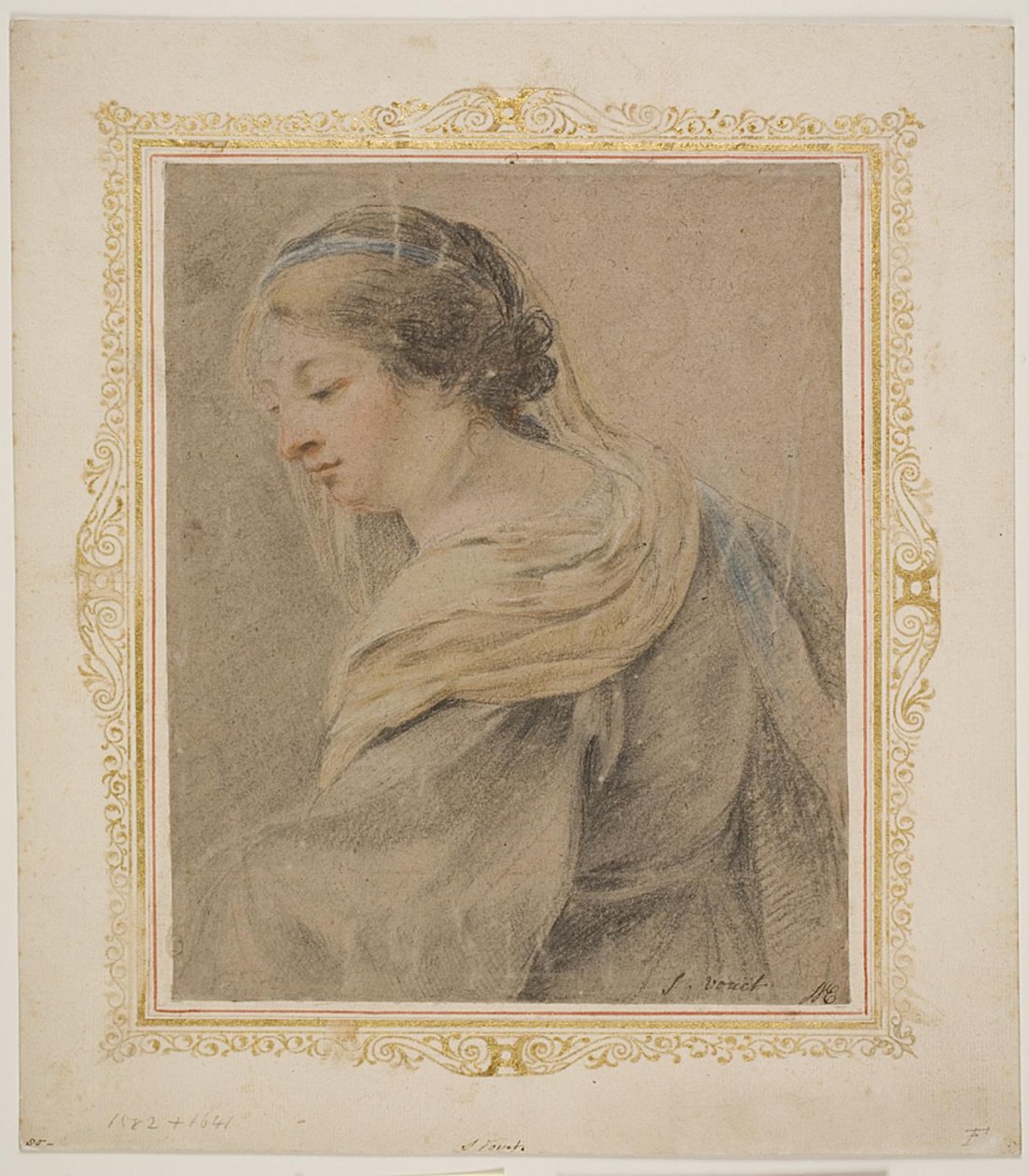 Tutkimus naisesta "Madonna ja lapsi" tekijältä Simon Vouet