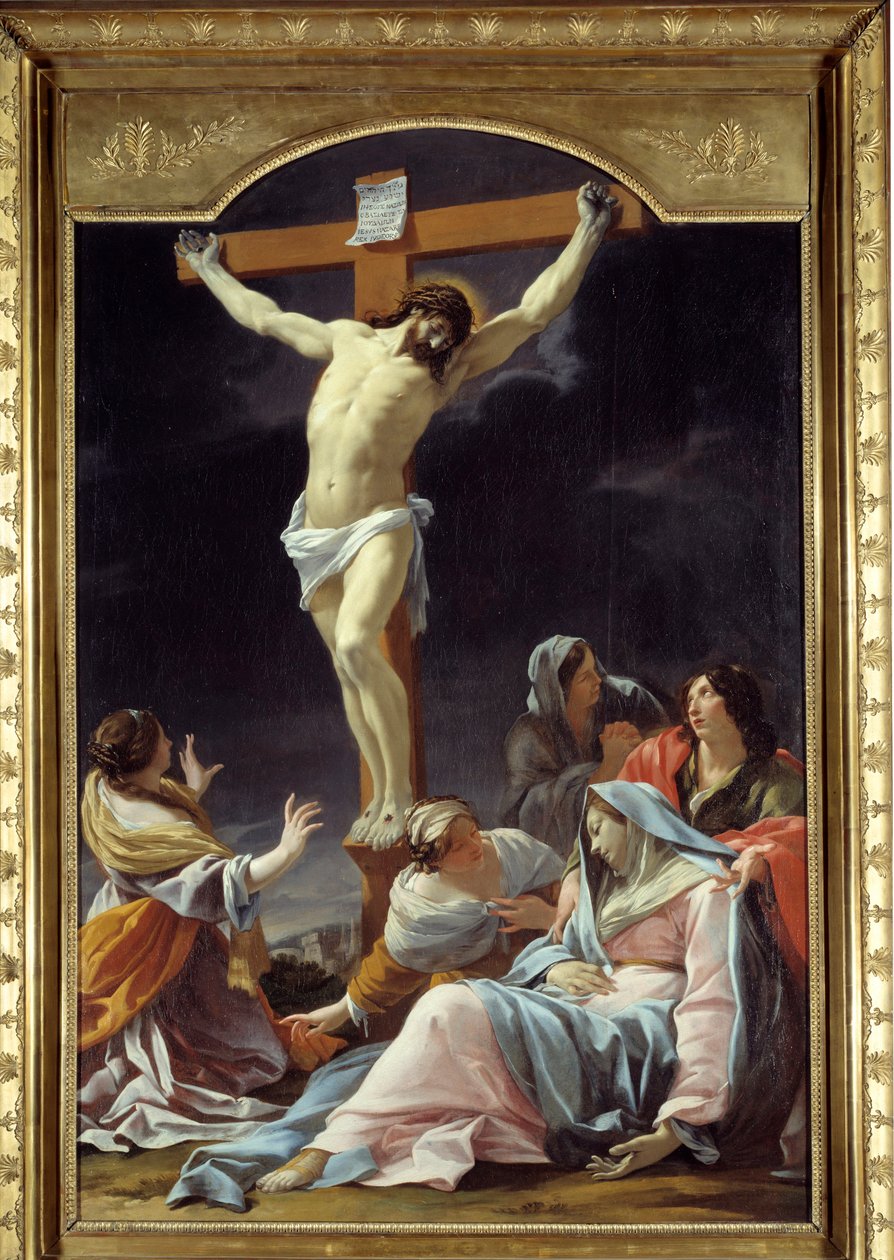 Simon Vouetin (1590-1649) ristiinnaulitsemisen maalaus 1600-luvun aurinko. 2,16x1,46 m Lyon, Musee des Beaux Arts tekijältä Simon Vouet