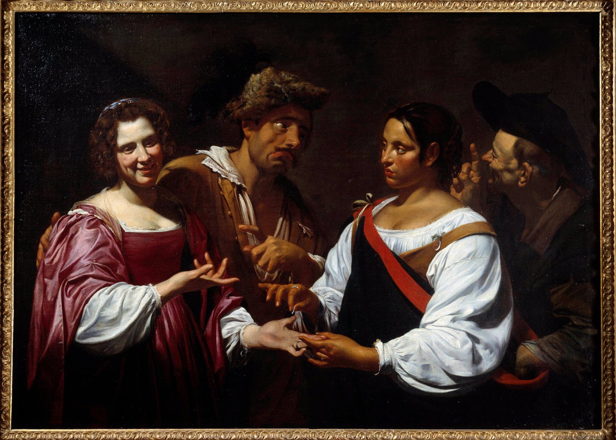 Ennustaja Simon Vouetin (1590-1649) maalaus 1620 su. 1,2x1,7 m Ottawa, Kansallinen taidegalleria tekijältä Simon Vouet
