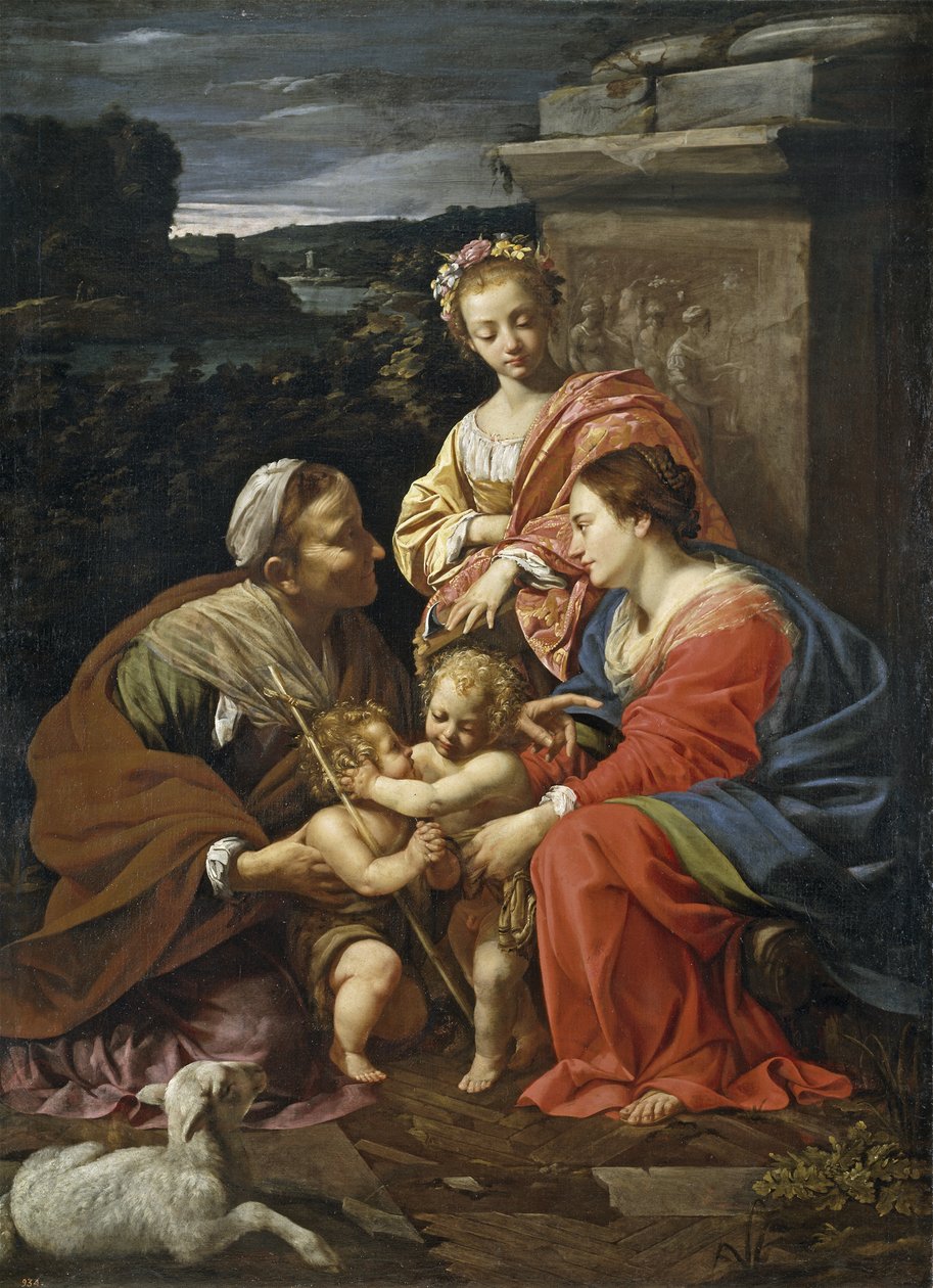 Neitsyt ja lapsi, Johannes Kastaja poikana, pyhä Elizabeth ja pyhä Katariina - Vouet, Simon (1590-1649) - 1625-1626 - Öljy kankaalle - 182x130 - Museo del Prado, Madrid tekijältä Simon Vouet