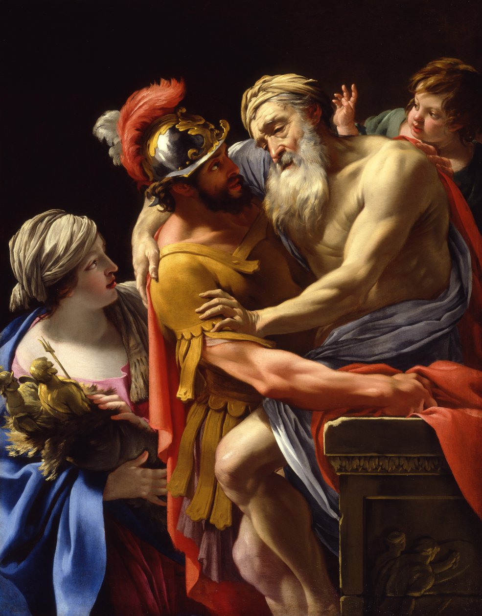 Æneas ja hänen isänsä pakenemassa Troijasta, n. 1635 tekijältä Simon Vouet