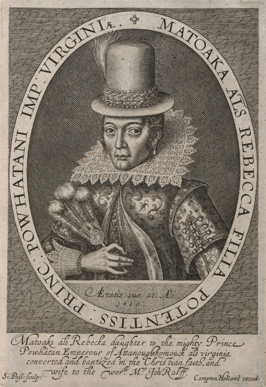 Pocahontas (noin 1595-1617) tekijältä Simon de Passe