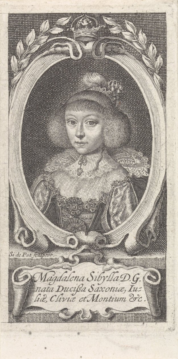 Saksin prinsessa Magdalena Sibylle 1617-1668, Saksi-Altenburgin herttuatar, n. 1647-1648. tekijältä Simon van de Passe