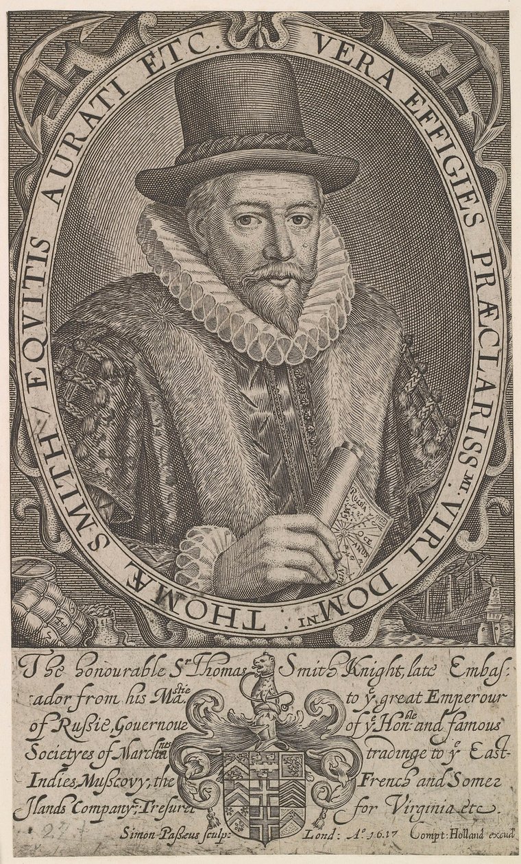 Sir Thomas Smith, Itä-Intian yhtiön ensimmäinen kuvernööri, Venäjän-suurlähettiläs 1604-1605, 1617. tekijältä Simon van de Passe
