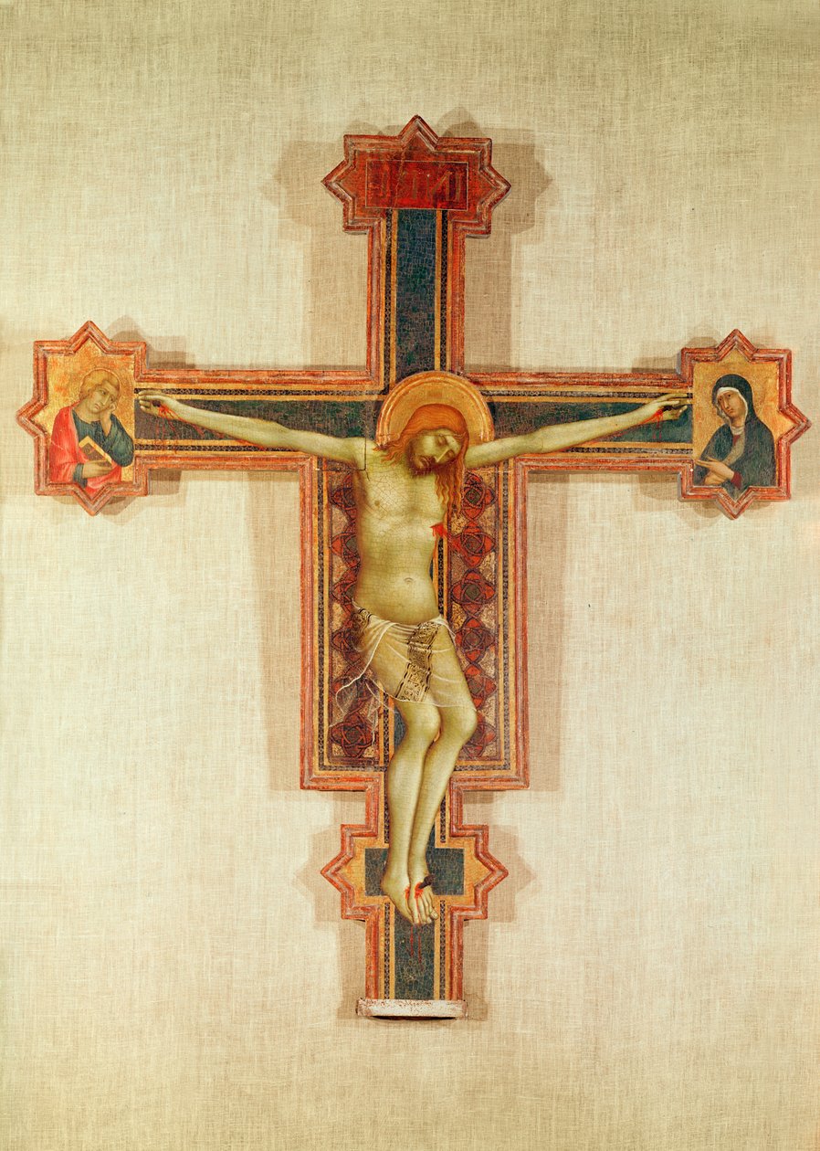 Neitsyen ja Pyhän Johanneksen krusifiksi, n. 1321-25 (tempera puulla) tekijältä Simone Martini