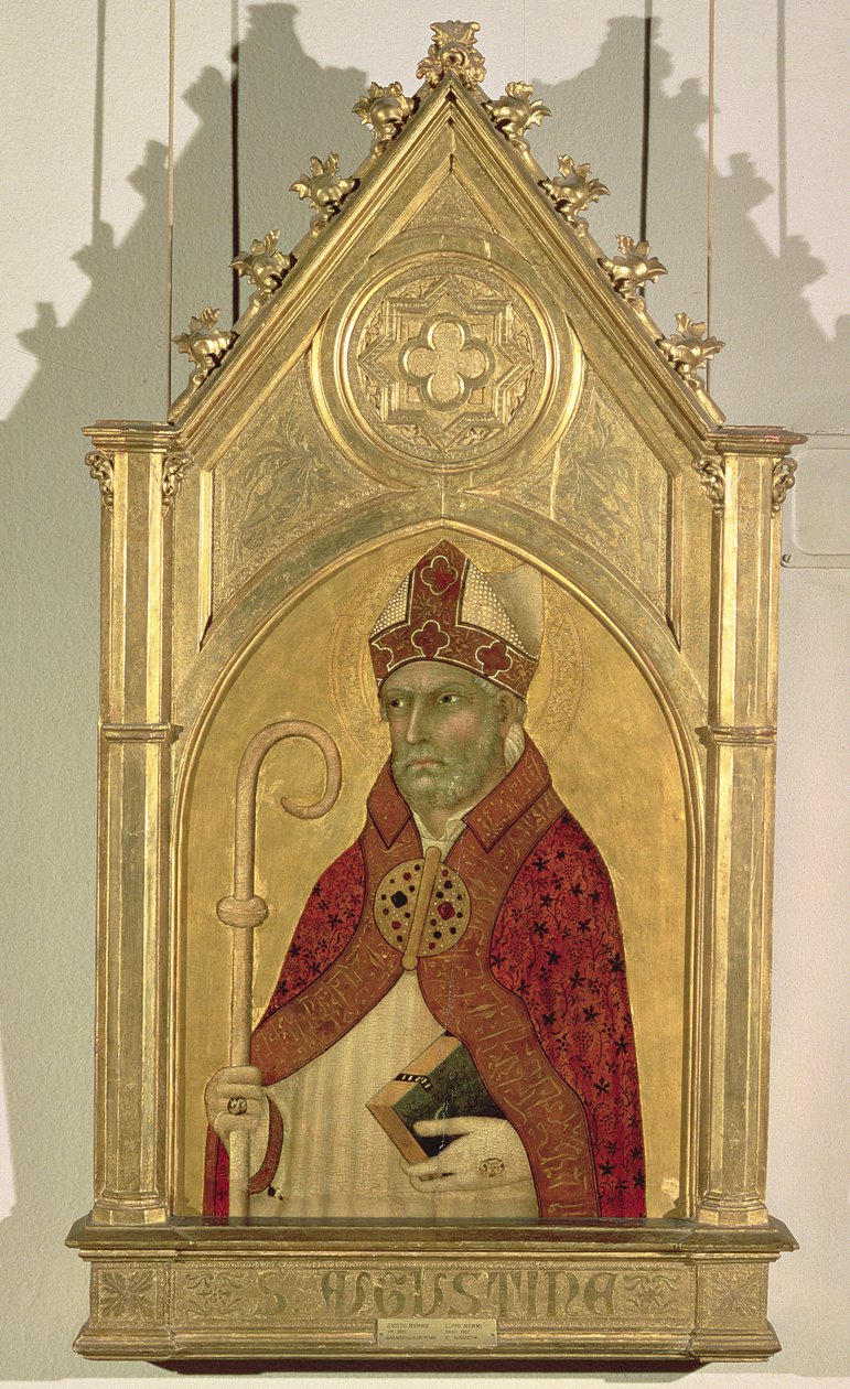 Pyhä Augustinus, 1320-luku (munan tempera ja kulta paneelissa) tekijältä Simone Martini