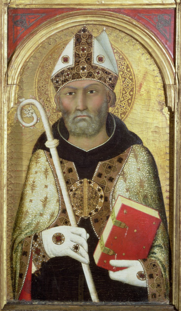 St. Augustine, n. 1319 (tempera kultaa paneelissa) (58835:n yksityiskohta) tekijältä Simone Martini