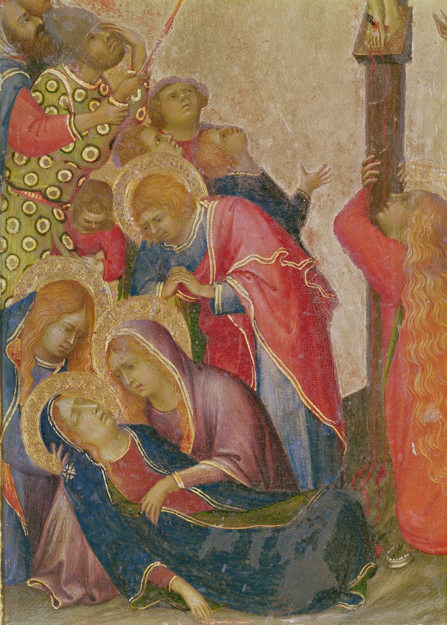 Strike of the Lance -yksityiskohta Neitsyt-temperaa ympäröivästä ryhmästä paneelissa tekijältä Simone Martini