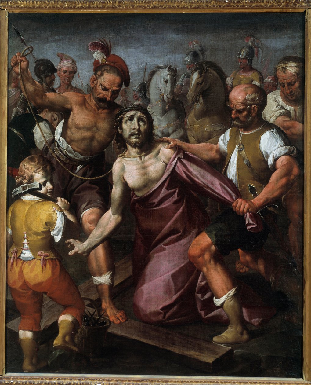 Kristus riisuttu vaatteensa (öljy kankaalle, n. 1615) tekijältä Simone Barabino