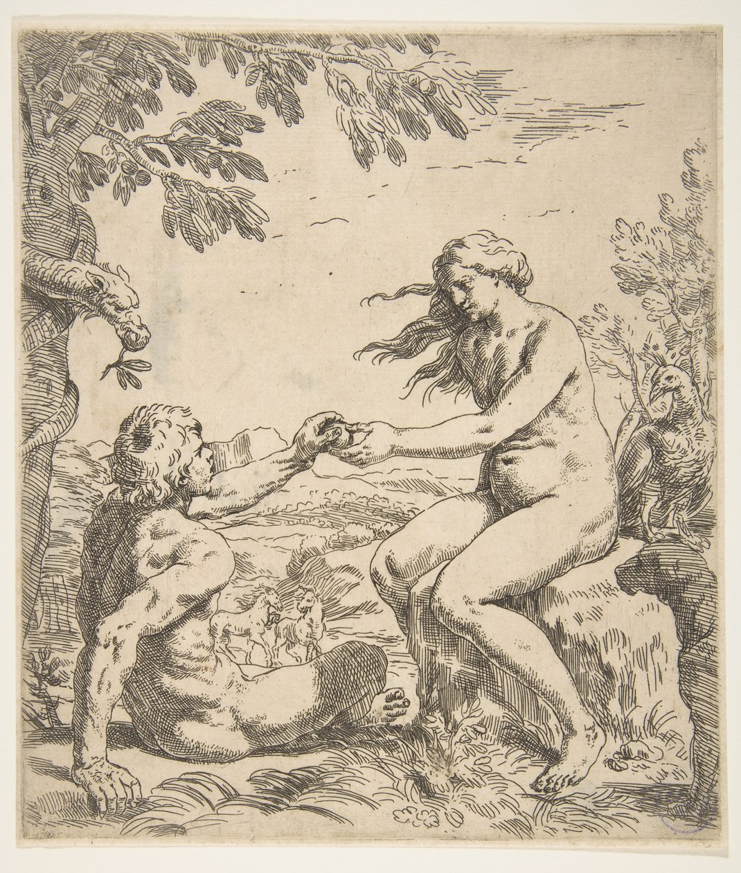 Aadam ja Eeva, n. 1639. tekijältä Simone Cantarini