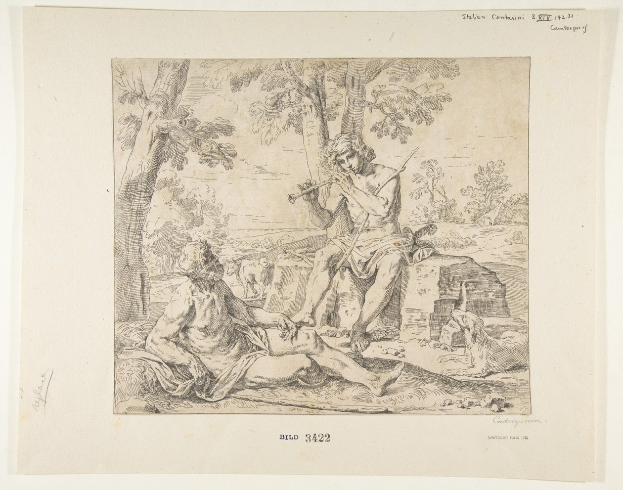 Mercury ja Argus, noin 1630-1648. tekijältä Simone Cantarini