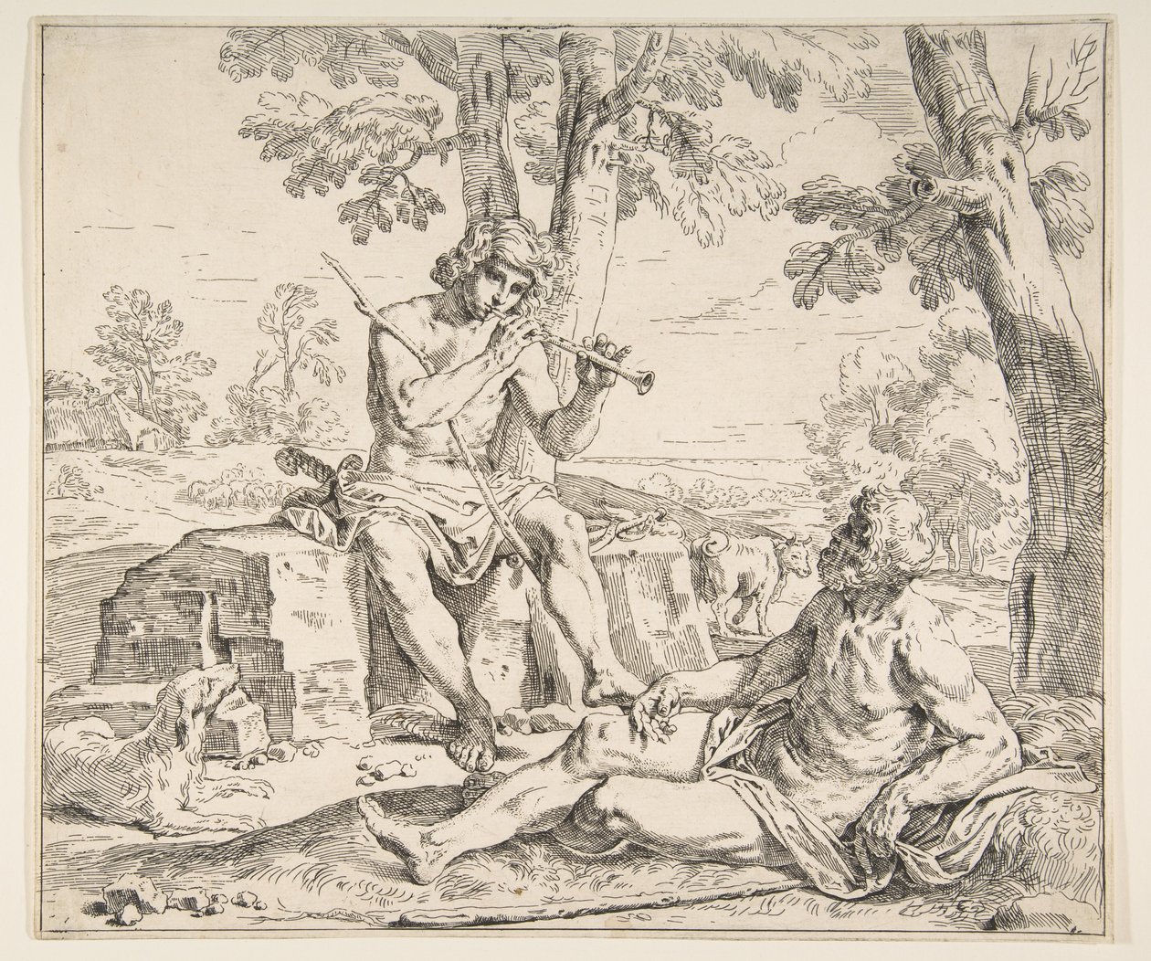 Mercury ja Argus, n. 1630-1648. tekijältä Simone Cantarini
