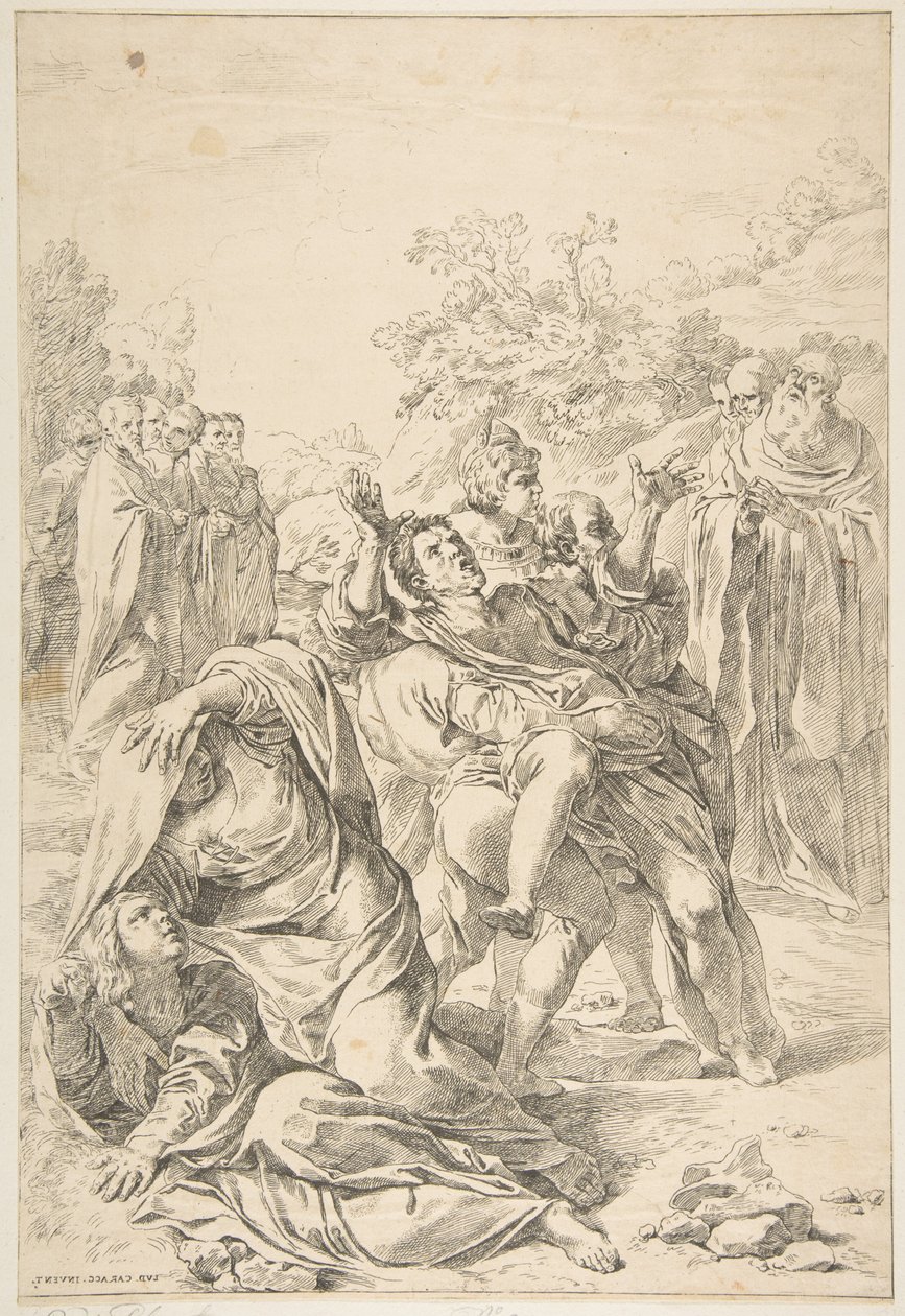 Pyhä Benedictus karkottaa demonia, n. 1637-1639. tekijältä Simone Cantarini