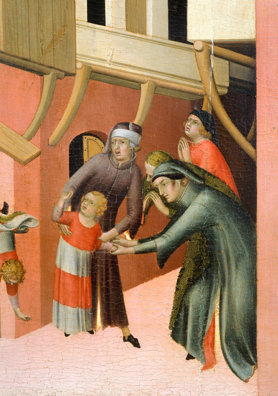 Alttaritaulu nimeltä Siunattu Agostino Novello ja tarinat hänen elämästään, Simone Martini (1283-1344), öljy kankaalle, 200x256 cm, yksityiskohta, n. 1330 tekijältä Simone Martini