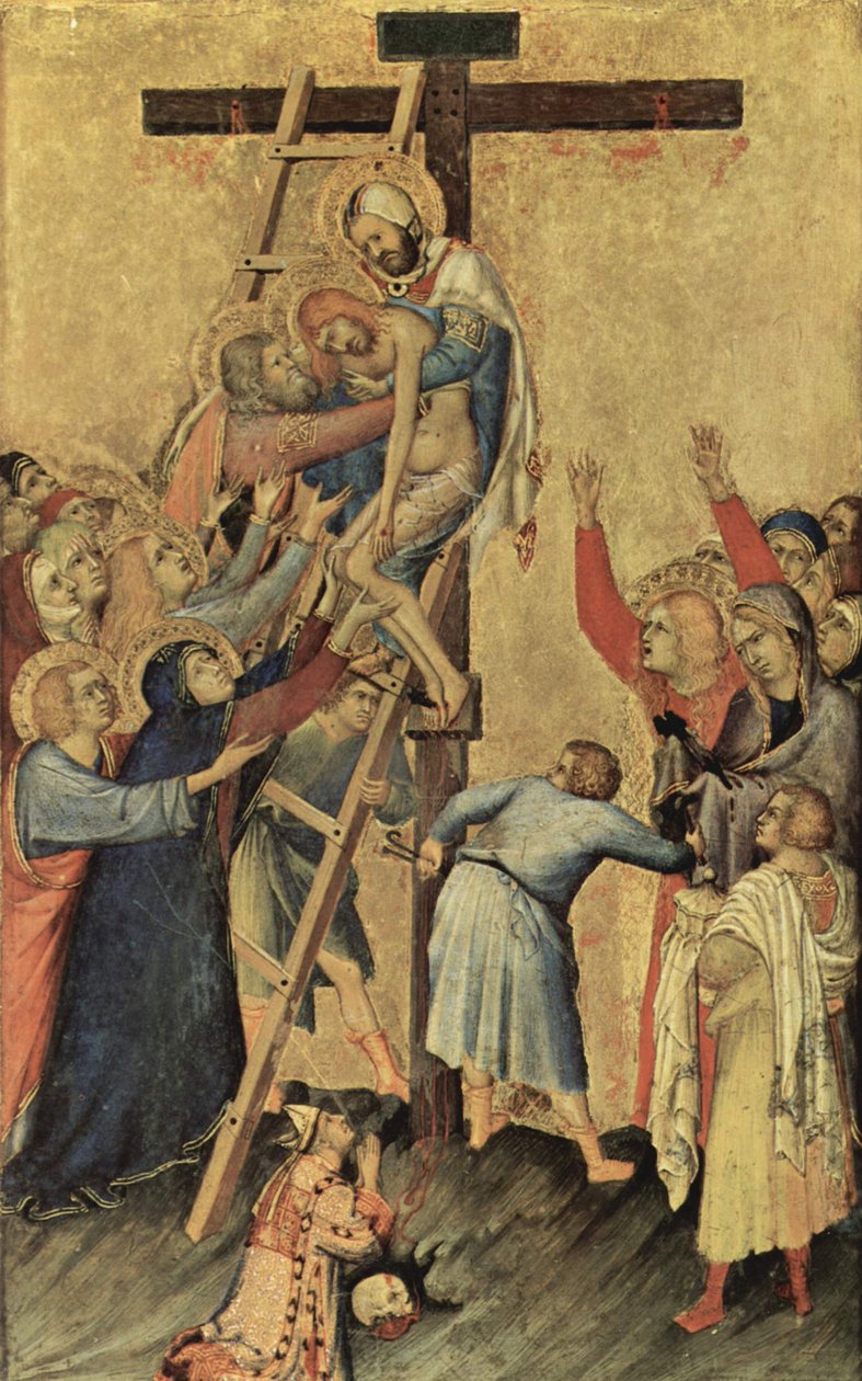Hollanti: Kruisafneming Orsini Altar, Scene: Ristiltä laskeutuminen tekijältä Simone Martini