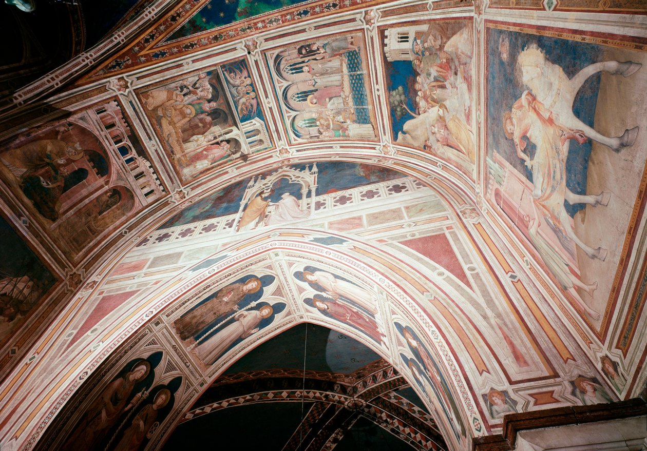 Episodes of the Life of Saint Martin (pyhän Martinin elämä) – Simone Martinin (1280-1344) maalaus Fresko tekijältä Simone Martini