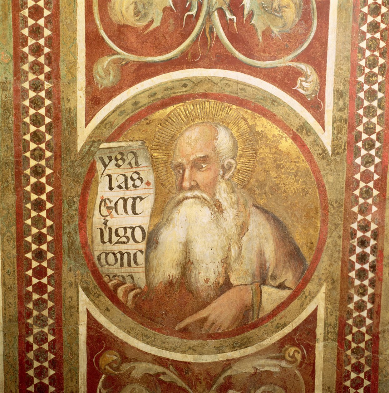 Maesta: Isaiah, yksityiskohta kehyksestä tekijältä Simone Martini