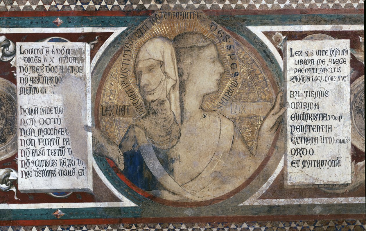 Maesta: yksityiskohta kehyksestä, 1315 yksityiskohta kuvasta 51591. tekijältä Simone Martini