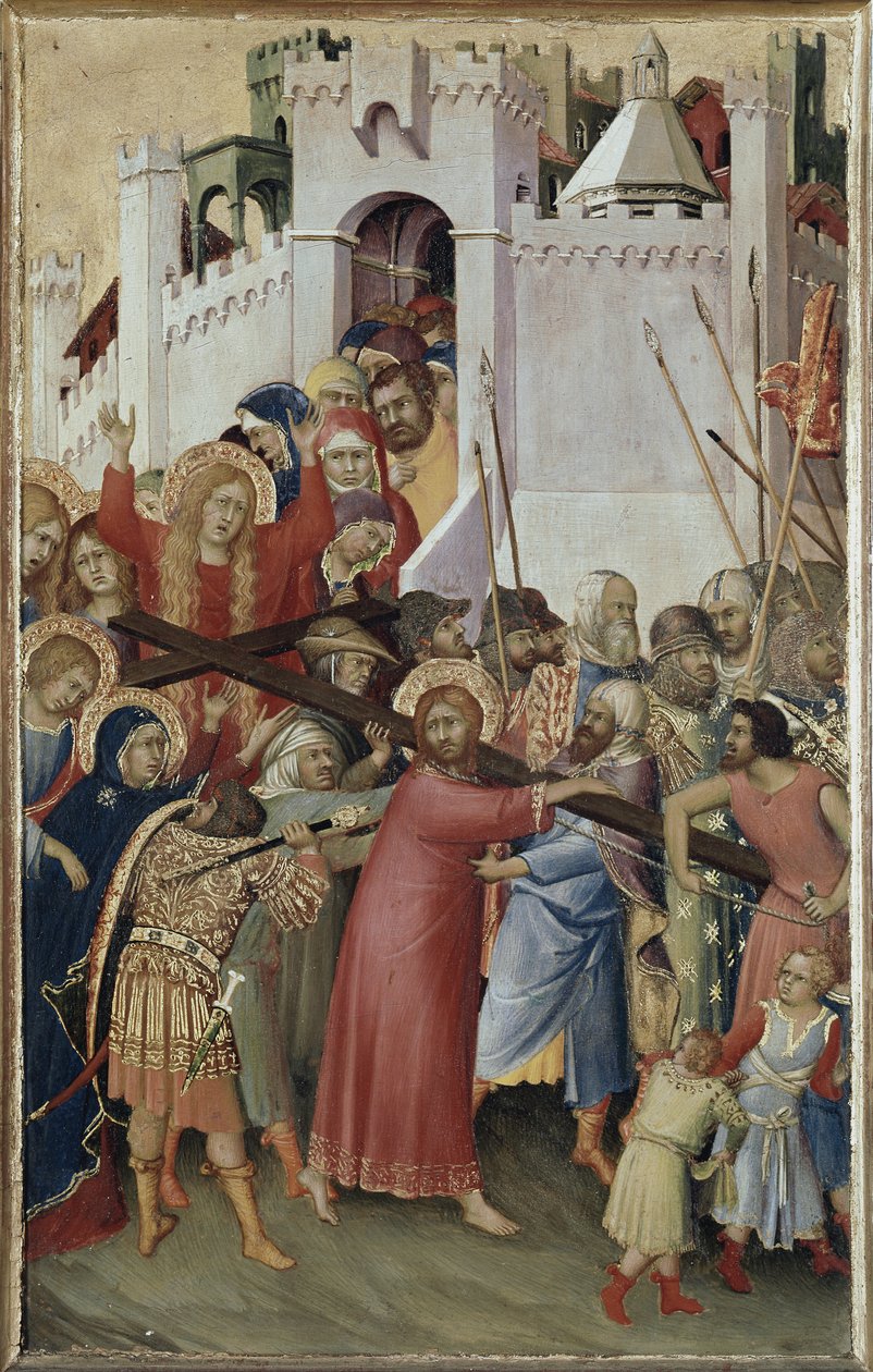 Polyptyykki Orsini: Kristus kantaa ristiä (öljy taululle, n. 1333) tekijältä Simone Martini