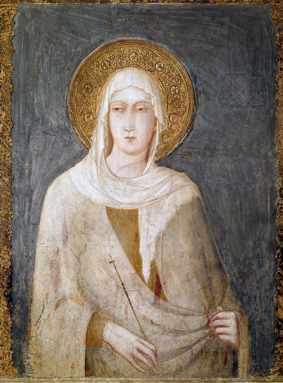 Pyhä Margarita Antiokialainen (aiemmin St. Clair) Fresko Simone Martini Dim. 120 cm. Noin 1322. Assisi (Assisi), alempi basilika San Francesco (Saint Francois), oikea poikki. Italia ©Luisa Ricciarini/Leemage tekijältä Simone Martini