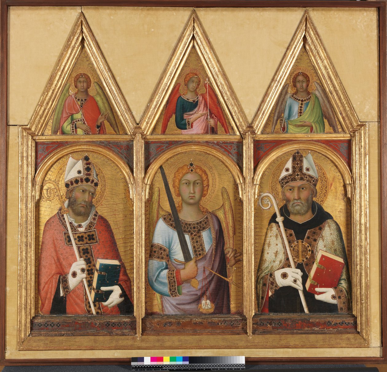 Pyhä Geminianus, n.1319 tempera ja kultaa paneelilla yksityiskohta 58835:stä. tekijältä Simone Martini