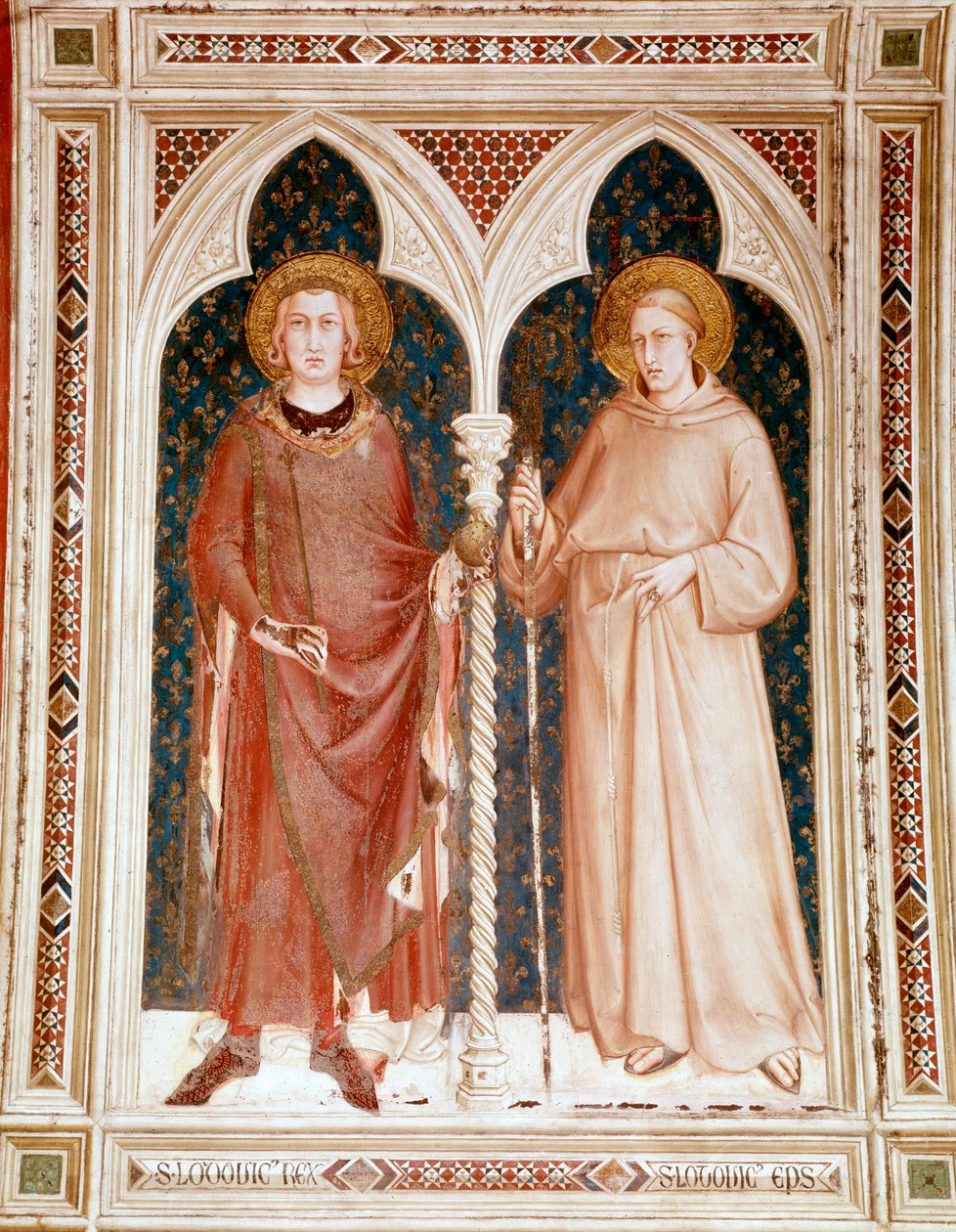 St. Louis IX ja St. Louis Anjou (Toulouse) (fresko) tekijältä Simone Martini
