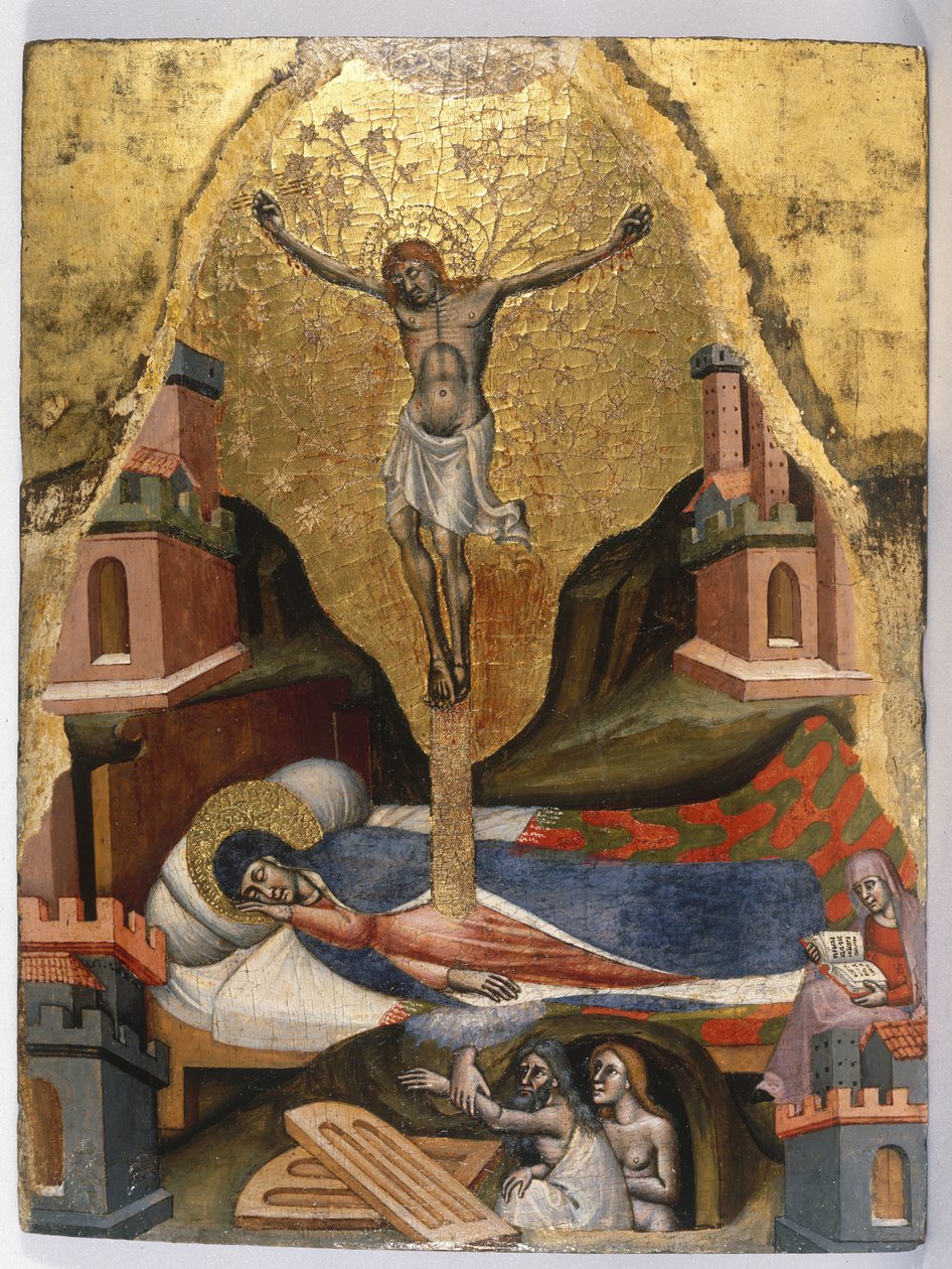 Neitsyen unelma, n. 1365–1380 (munan tempera ja kultaus havupuulevyssä) tekijältä Simone dei Crocifissi