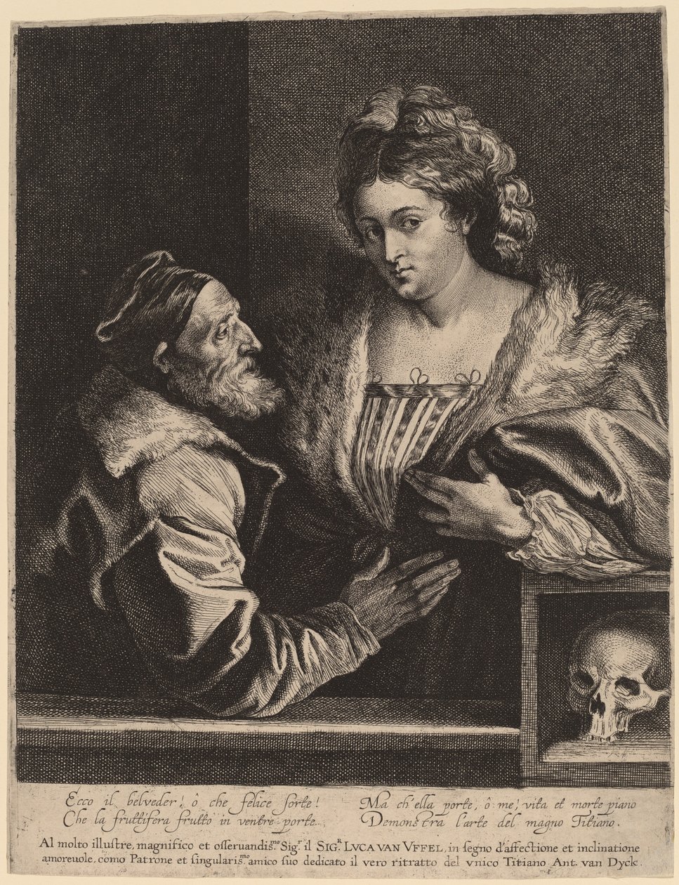 Titian ja hänen rakastajatar tekijältä Sir Anthony van Dyck and Lucas Emil Vorsterman after Titian
