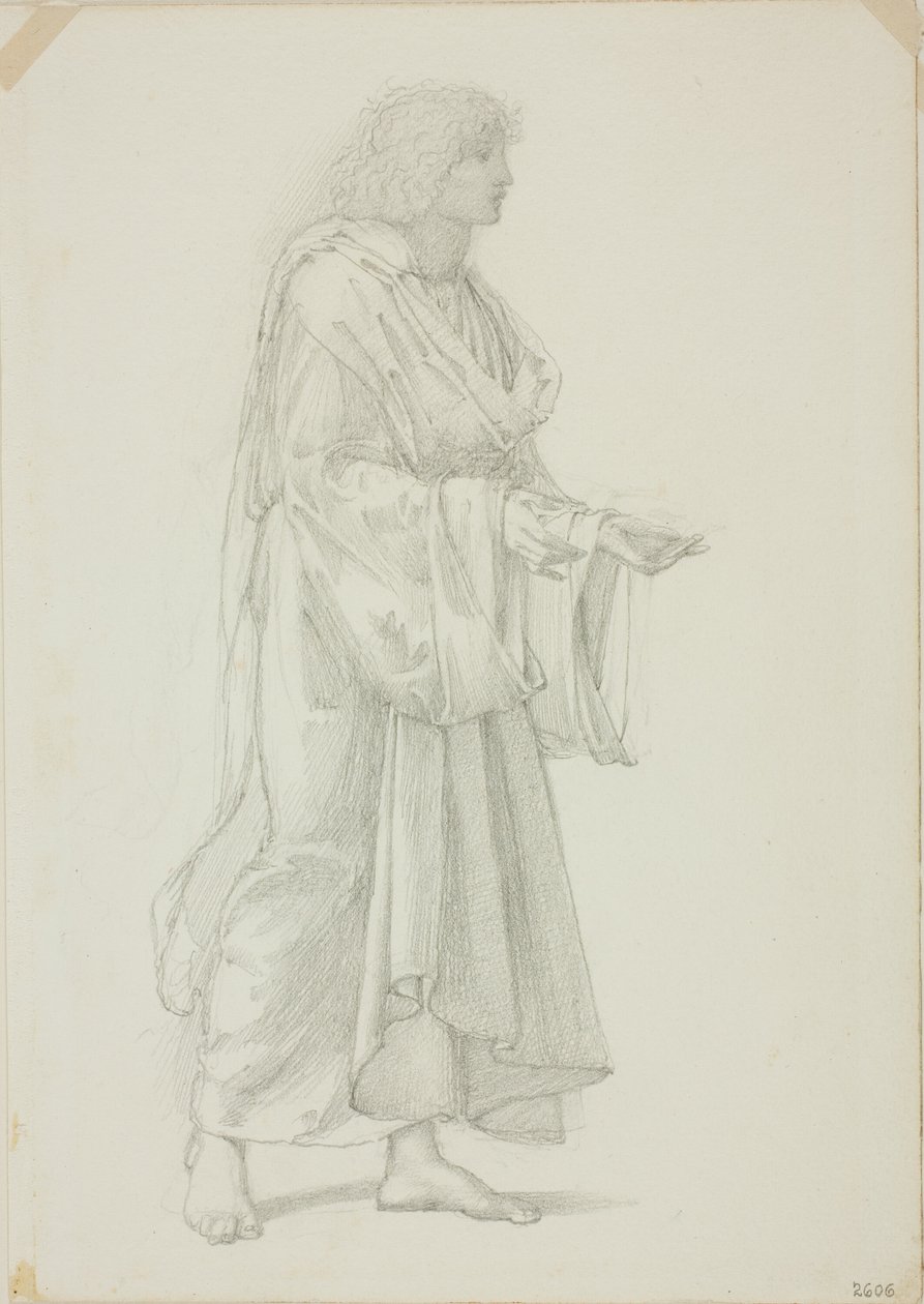 Draped seisova miesfiguuri tekijältä Sir Edward Burne Jones