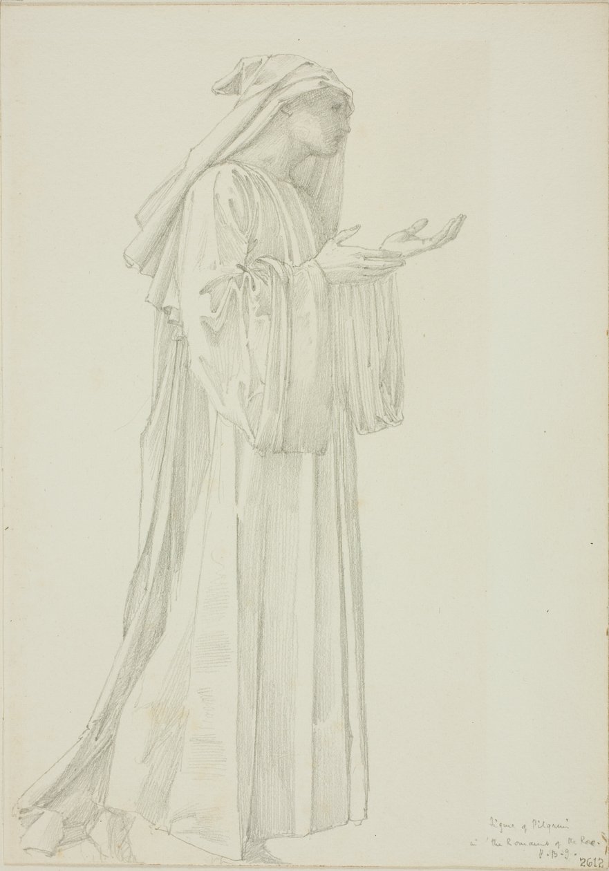 Pyhiinvaeltaja-hahmo Rooman ruusussa tekijältä Sir Edward Burne Jones