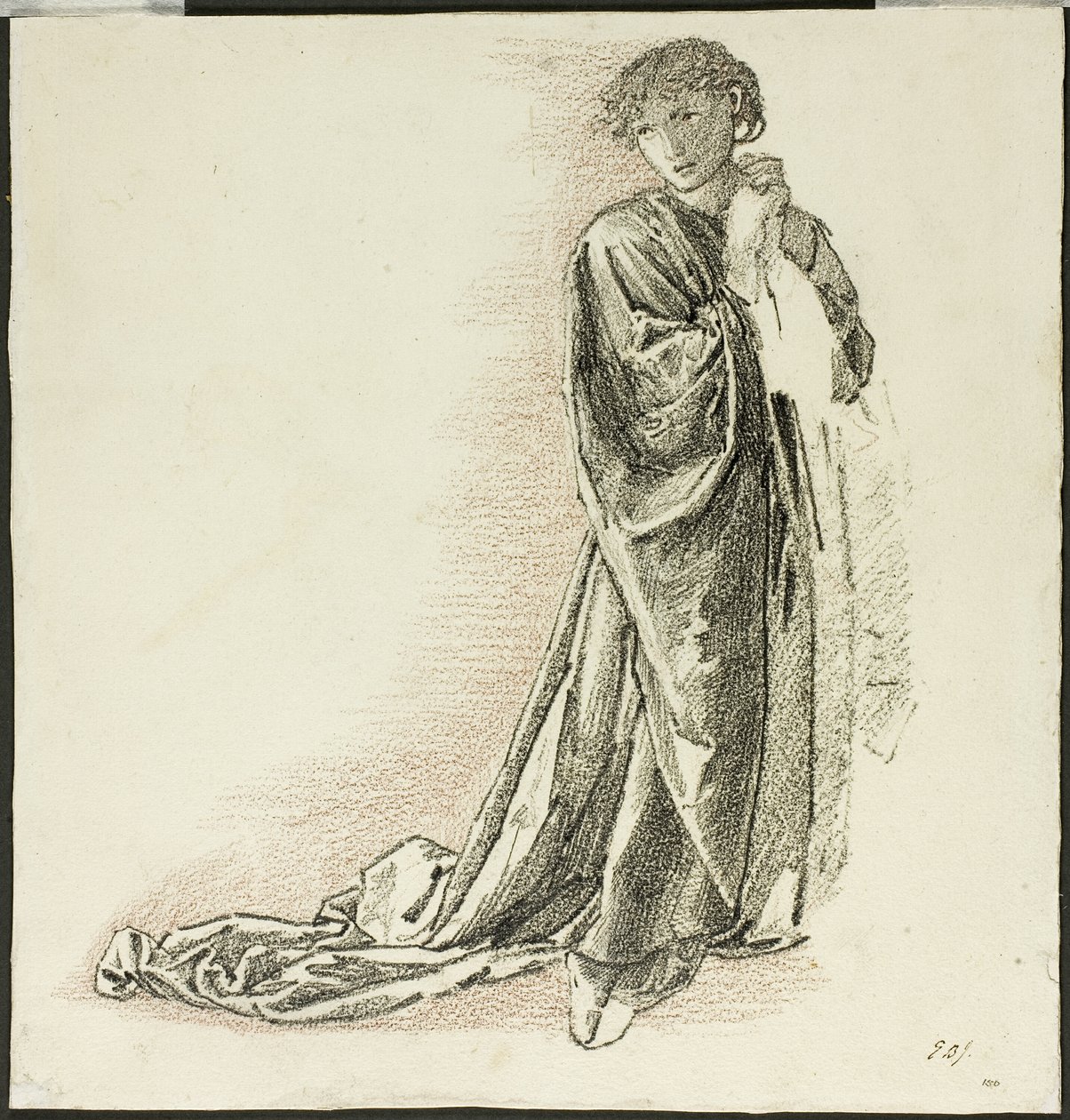 Polvistuva draped figuuri tekijältä Sir Edward Burne Jones