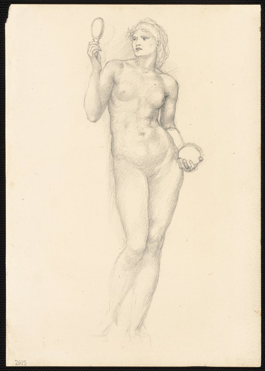 Alaston naishahmo peilillä oikealla kädellä tekijältä Sir Edward Burne Jones
