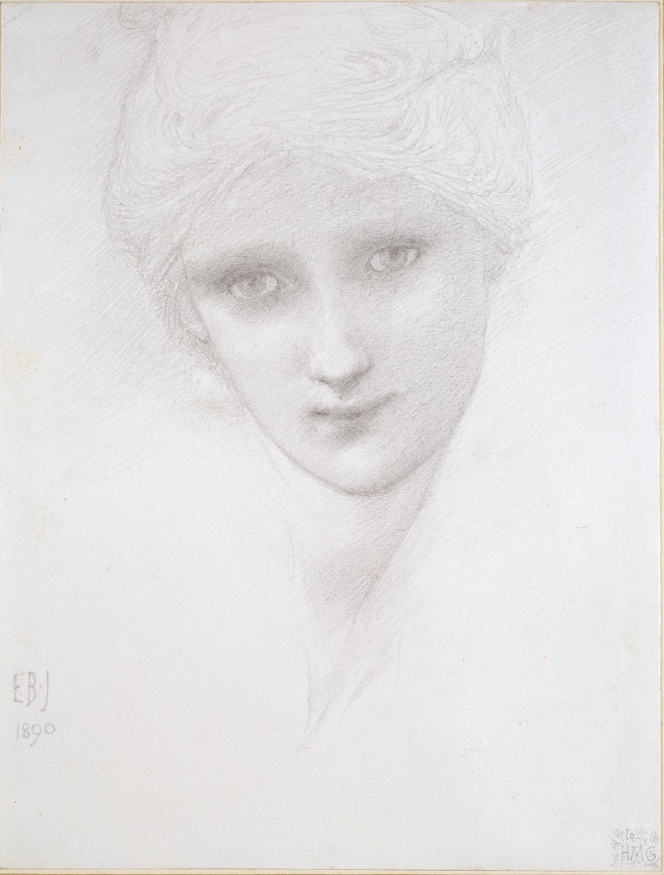 Naisen pää, 1890 tekijältä Sir Edward Coley Burne Jones