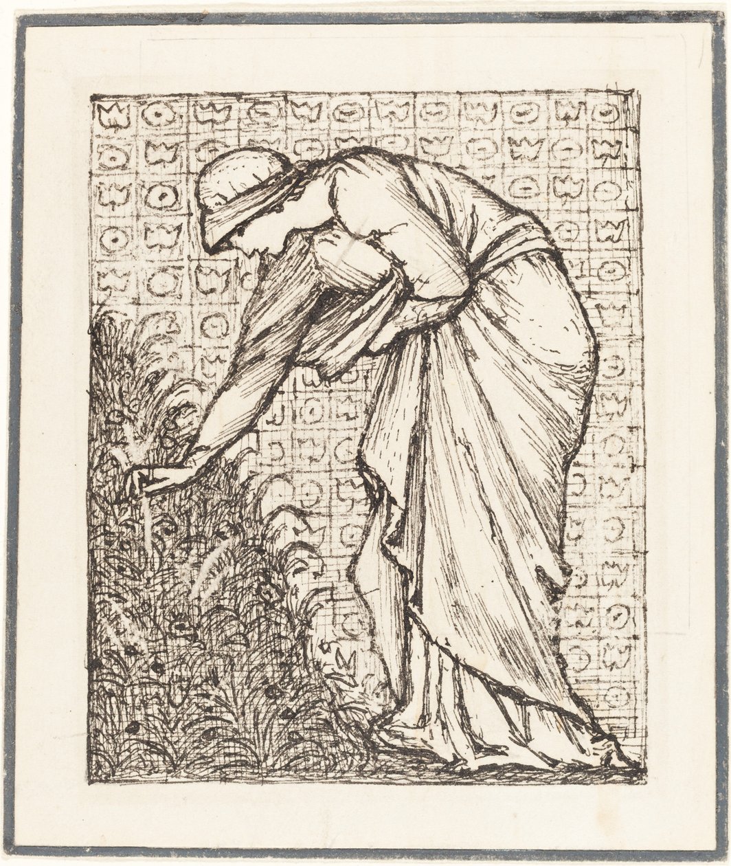 Kukkia poimiva nainen tekijältä Sir Edward Coley Burne Jones