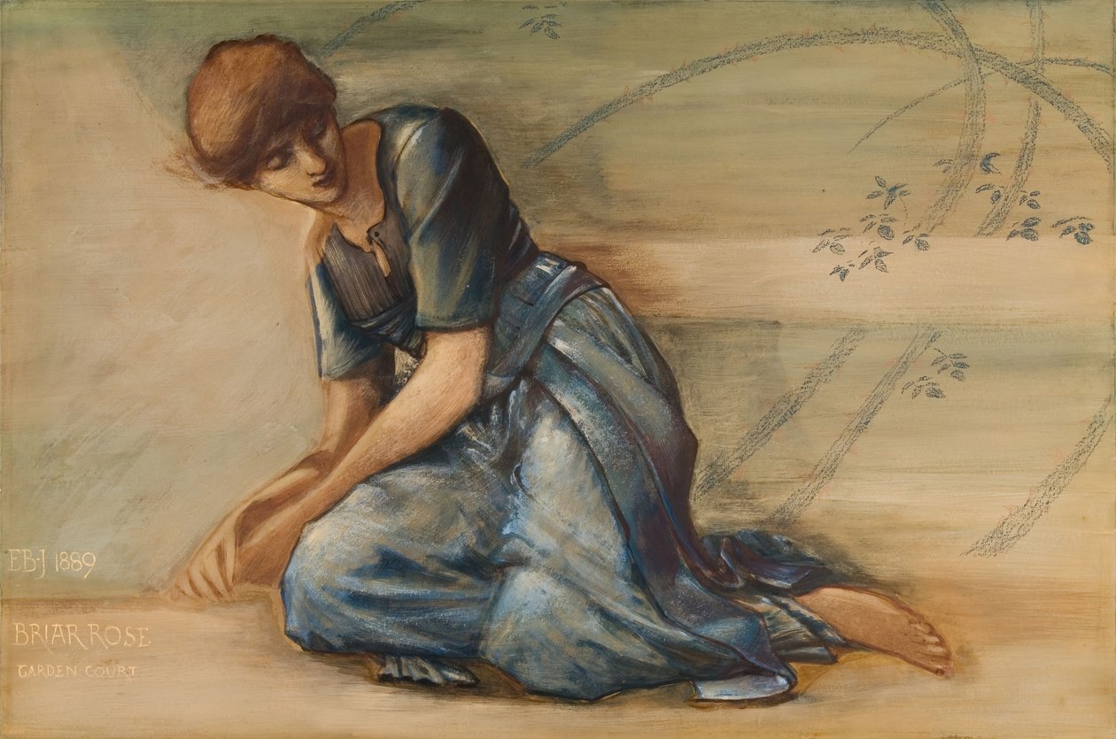 The Briar Rose Series - Tutkimus Garden Courtille, 1889. tekijältä Sir Edward Coley Burne Jones