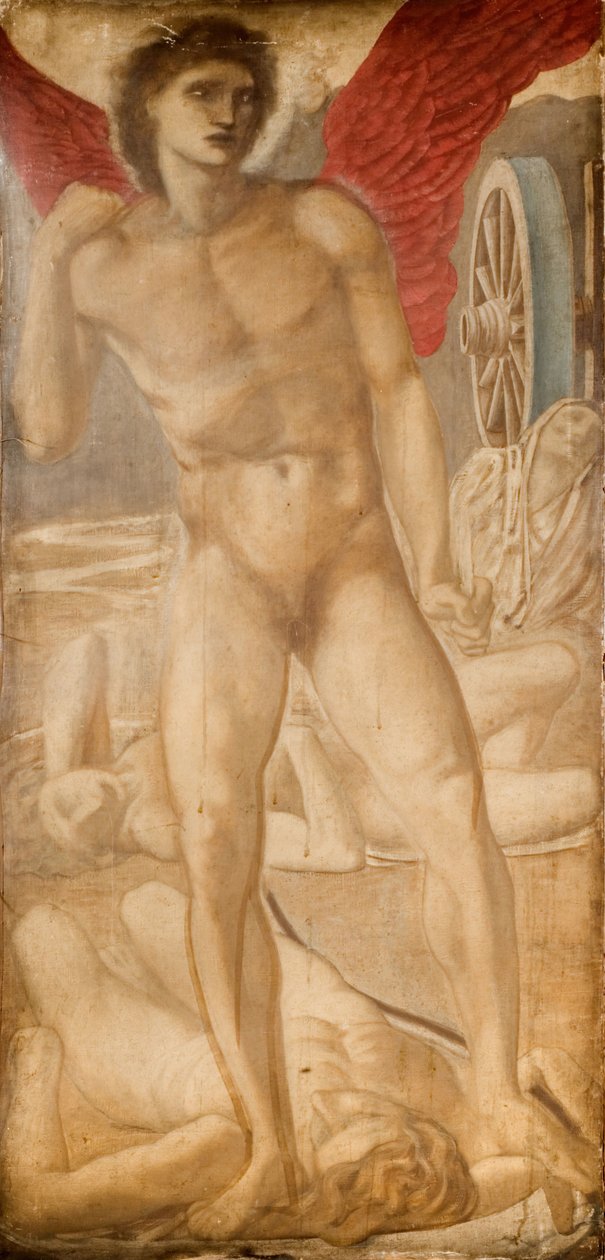 Troijan triptyykki - Study for Love, joka kukistaa unohduksen, 1875. tekijältä Sir Edward Coley Burne Jones