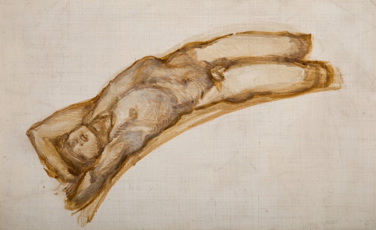 Onnenpyörä - alaston mies - alastontutkimus orjasta, 1882. tekijältä Sir Edward Coley Burne Jones