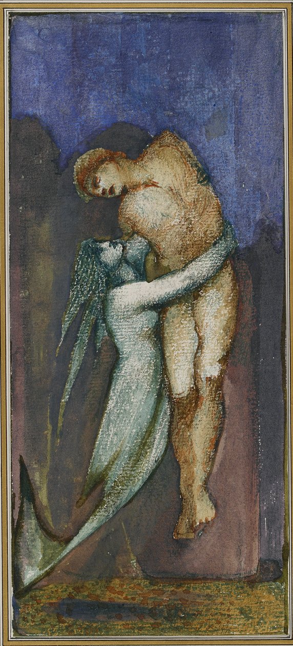 merenneito ja hukkunut merimies neljäkymmentäkahdeksan piirustuksen albumista, c1853-1898 tekijältä Sir Edward Coley Burne Jones
