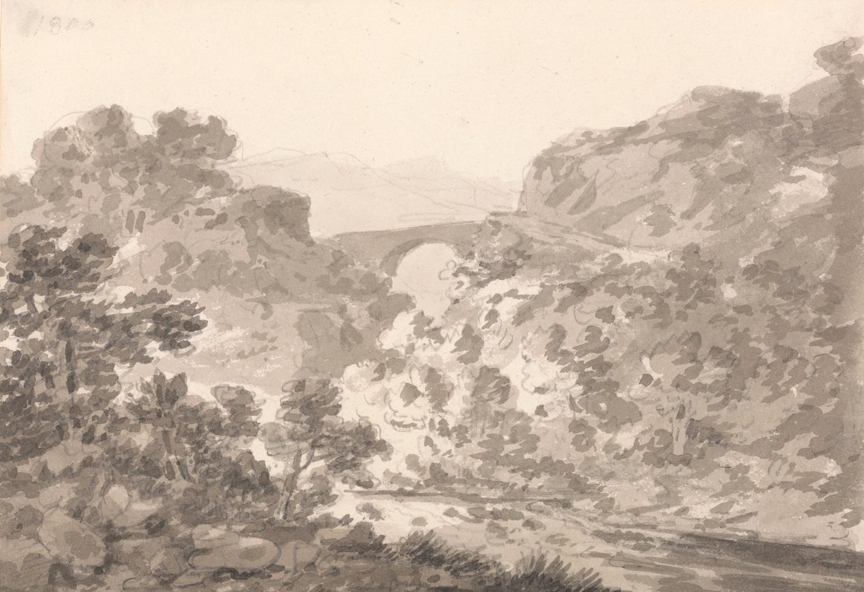 Silta Streamin yli, Pohjois-Wales tekijältä Sir George Howland Beaumont seventh Baronet